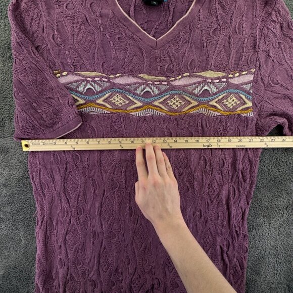 COOGI Australia Sweater Purple Short Sleeve XL Long 3D Knit Pullover Adult Uni - Picture 4 of 16